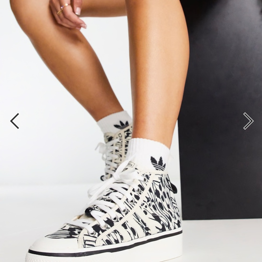 Adidas Black and White Patterned High-Top Sneakers